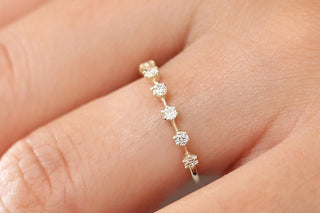 0.25 TCW Round Cut Prong Unique Half Eternity Moissanite Diamond Wedding Band