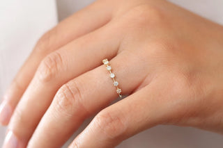 0.25 TCW Round Cut Prong Unique Half Eternity Moissanite Diamond Wedding Band