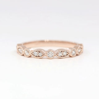 0.30 TCW Round Cut Vintage Half Eternity Moissanite Diamond Wedding Band
