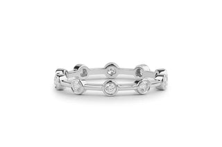0.32 TCW Round Cut Bezel Petite Moissanite Diamond Wedding Band