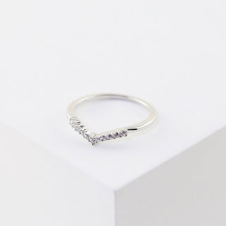 0.15 TCW Round Cut Unique Chevron Pave Moissanite Diamond Wedding Band