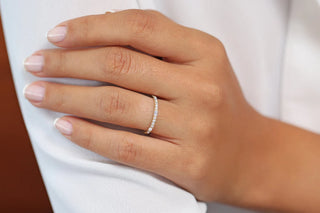 0.30 TCW Round & Baguette Half Eternity Moissanite Diamond Wedding Band