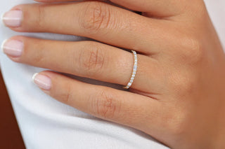 0.30 TCW Round & Baguette Half Eternity Moissanite Diamond Wedding Band