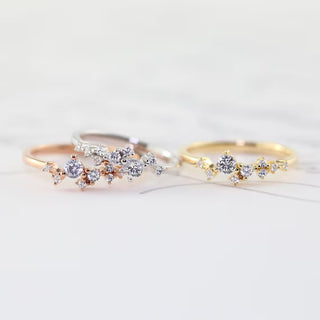 0.30 TCW Unique Round Cut Cluster Moissanite Diamond Wedding Band