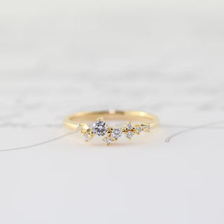 0.30 TCW Unique Round Cut Cluster Moissanite Diamond Wedding Band