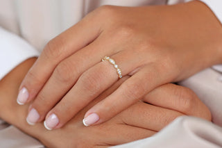 0.26 TCW Round Cut Marquise Shape Vintage Moissanite Diamond Wedding Band