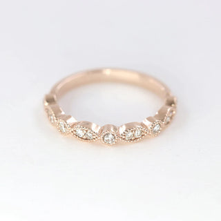 0.30 TCW Round Cut Vintage Half Eternity Moissanite Diamond Wedding Band
