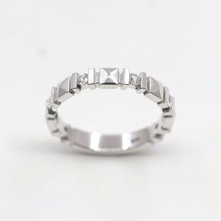 0.22 TCW Round Cut Square Shaped Moissanite Diamond Wedding Band
