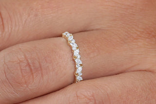 0.35 TCW Round & Marquise Cut Cluster Moissanite Diamond Wedding Band