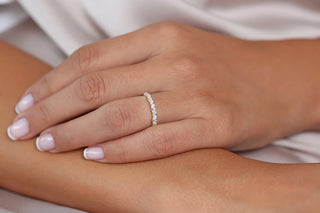 0.35 TCW Round & Marquise Cut Cluster Moissanite Diamond Wedding Band