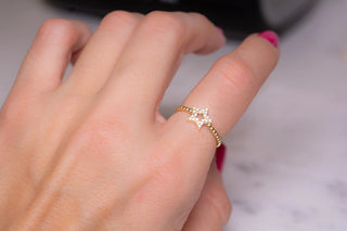 0.10 TCW Round Star Beaded Band Moissanite Diamond Wedding Band