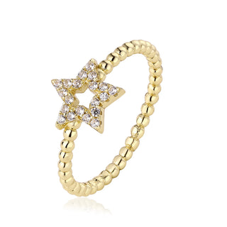 0.10 TCW Round Star Beaded Band Moissanite Diamond Wedding Band