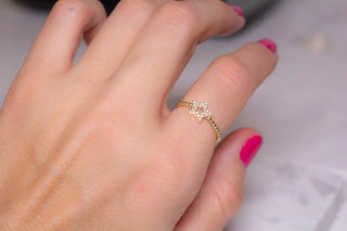 0.10 TCW Round Star Beaded Band Moissanite Diamond Wedding Band