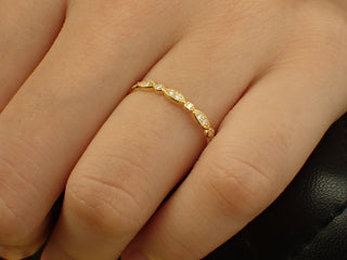 0.18 TCW Vintage Round Marquise Shape Eternity Moissanite Diamond Wedding Band