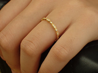 0.18 TCW Vintage Round Marquise Shape Eternity Moissanite Diamond Wedding Band