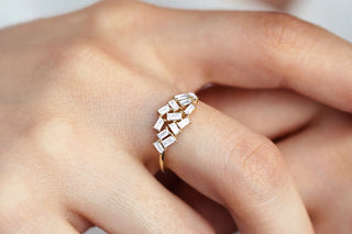 0.55 TCW Baguette Cut Cluster Moissanite Diamond Wedding Band