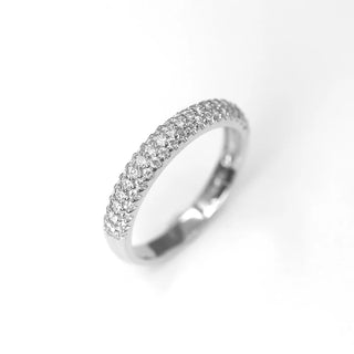 0.45 TCW Round Cut 3 Row Pave Moissanite Diamond Wedding Band