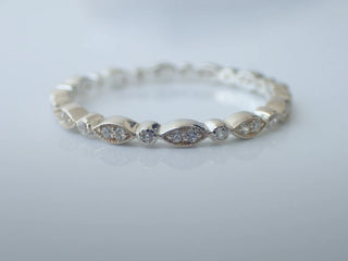 0.18 TCW Vintage Round Marquise Shape Eternity Moissanite Diamond Wedding Band