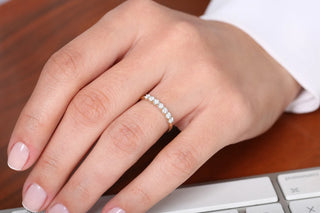 0.45 TCW Round Cut 7 Stone U-Shaped Moissanite Diamond Wedding Band