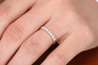0.45 TCW Round Cut 7 Stone U-Shaped Moissanite Diamond Wedding Band