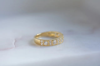 0.70TCW Round Cut Bar Set Cluster Moissanite Diamond Wedding Band