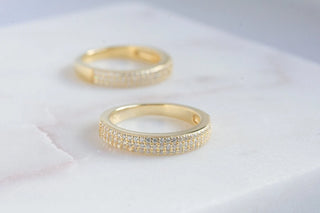 0.50TCW Minimalist Round Pave Moissanite Diamond Wedding Band