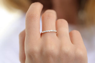 0.27 TCW Round & Baguette Bar Diamond Moissanite Wedding Band