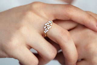 0.55 TCW Baguette Cut Cluster Moissanite Diamond Wedding Band