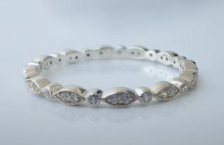 0.18 TCW Vintage Round Marquise Shape Eternity Moissanite Diamond Wedding Band