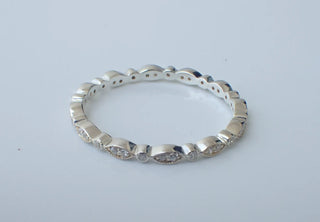 0.18 TCW Vintage Round Marquise Shape Eternity Moissanite Diamond Wedding Band