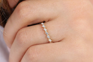 0.25 TCW 7 Stone Baguette Cut Unique Moissanite Diamond Wedding Band