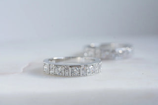 0.70TCW Round Cut Bar Set Cluster Moissanite Diamond Wedding Band