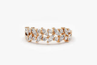 0.50 TCW Round & Marquise Cut Cluster Moissanite Diamond Wedding Band