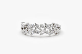 0.50 TCW Round & Marquise Cut Cluster Moissanite Diamond Wedding Band