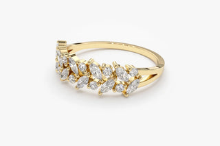 0.50 TCW Round & Marquise Cut Cluster Moissanite Diamond Wedding Band