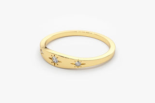 0.06 TCW Round Cut 3 Star Setting Moissanite Diamond Wedding Band
