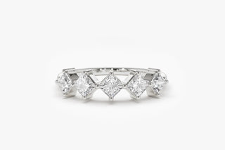 0.60 TCW Princess Cut 5 Stone Prong Moissanite Diamond Wedding Band