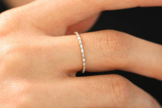 0.15 TCW Baguette Cut Half Eternity Moissanite Diamond Wedding Band