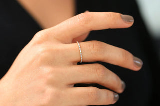 0.15 TCW Baguette Cut Half Eternity Moissanite Diamond Wedding Band