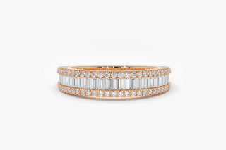 0.75 TCW Baguette & Round Cut Cluster Moissanite Diamond Wedding Band
