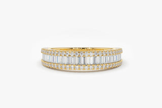 0.75 TCW Baguette & Round Cut Cluster Moissanite Diamond Wedding Band