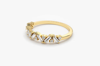0.35 TCW Round & Baguette Cut Cluster Moissanite Diamond Wedding Band
