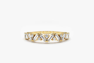 0.35 TCW Round & Baguette Cut Cluster Moissanite Diamond Wedding Band