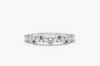 0.35 TCW Round & Marquise Cut Cluster Moissanite Diamond Wedding Band