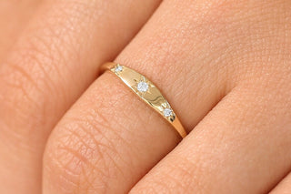0.06 TCW Round Cut 3 Star Setting Moissanite Diamond Wedding Band