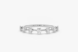 0.25 TCW Round Cut Prong Unique Half Eternity Moissanite Diamond Wedding Band
