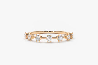 0.25 TCW Round Cut Prong Unique Half Eternity Moissanite Diamond Wedding Band