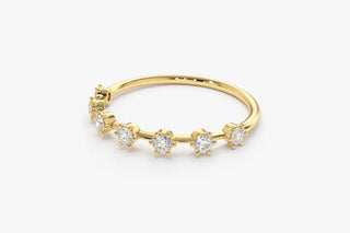 0.25 TCW Round Cut Prong Unique Half Eternity Moissanite Diamond Wedding Band