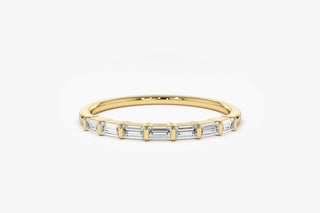 0.27 TCW 7 Stone Baguette Cut Bar Moissanite Diamond Wedding Band