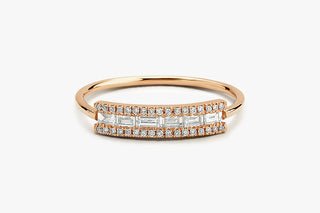 0.34 TCW Round & Baguette Cut Cluster Moissanite Diamond Wedding Band